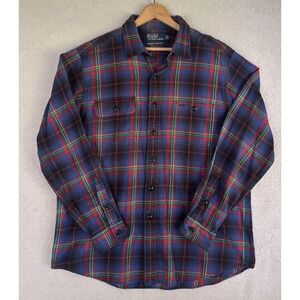Polo Ralph Lauren Men's L Dungaree Workshirt Plaid Flannel Button Up